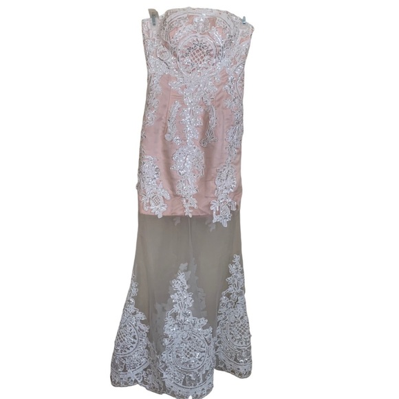 Prom dress Pink Sequins Sheer - Picture 1 of 5